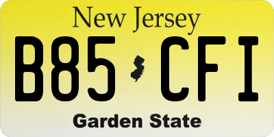 NJ license plate B85CFI