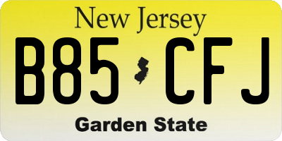 NJ license plate B85CFJ