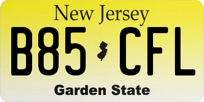 NJ license plate B85CFL