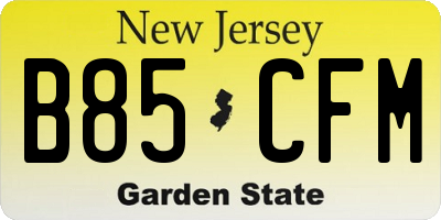 NJ license plate B85CFM