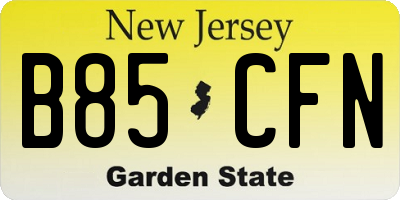 NJ license plate B85CFN
