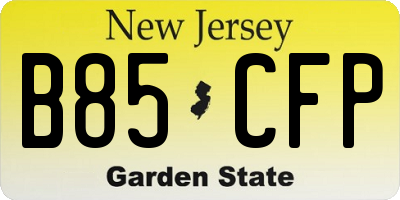 NJ license plate B85CFP