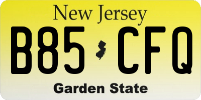 NJ license plate B85CFQ