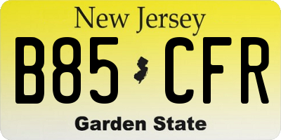 NJ license plate B85CFR
