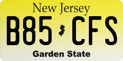 NJ license plate B85CFS