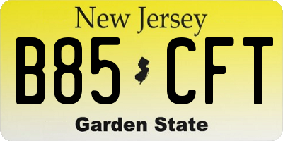 NJ license plate B85CFT