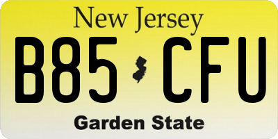 NJ license plate B85CFU