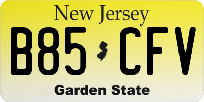 NJ license plate B85CFV