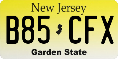 NJ license plate B85CFX