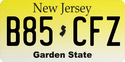 NJ license plate B85CFZ