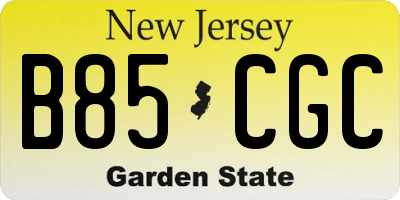NJ license plate B85CGC