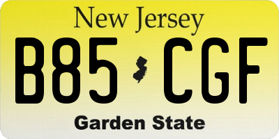 NJ license plate B85CGF
