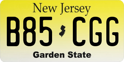 NJ license plate B85CGG