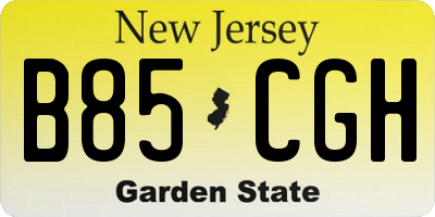 NJ license plate B85CGH