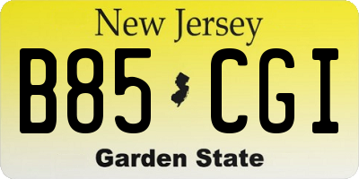 NJ license plate B85CGI