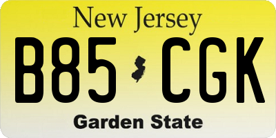 NJ license plate B85CGK