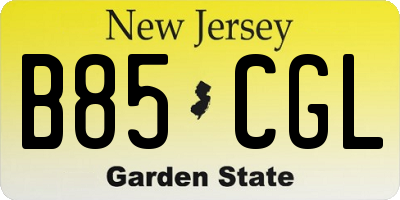 NJ license plate B85CGL