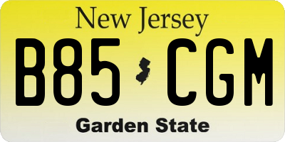 NJ license plate B85CGM