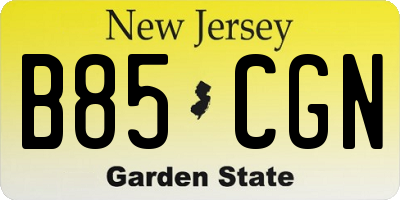 NJ license plate B85CGN