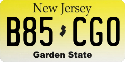 NJ license plate B85CGO