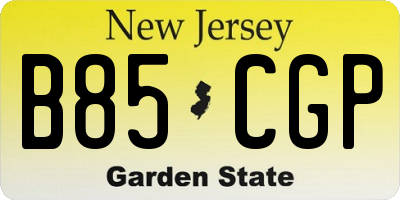 NJ license plate B85CGP