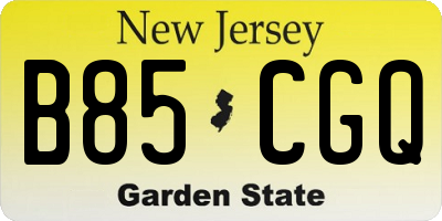 NJ license plate B85CGQ