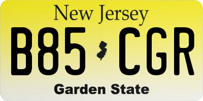 NJ license plate B85CGR