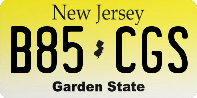 NJ license plate B85CGS