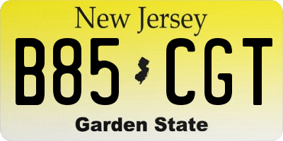 NJ license plate B85CGT