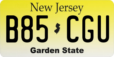 NJ license plate B85CGU