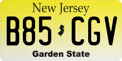 NJ license plate B85CGV