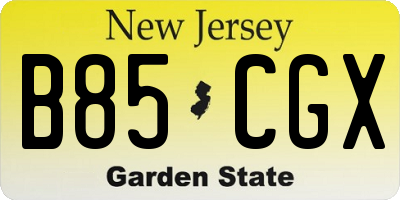 NJ license plate B85CGX