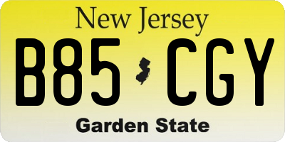 NJ license plate B85CGY