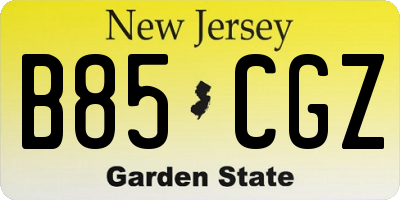 NJ license plate B85CGZ