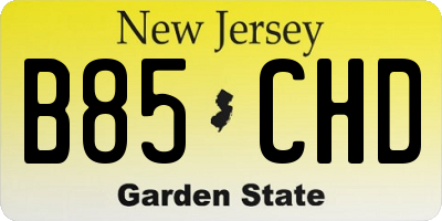 NJ license plate B85CHD