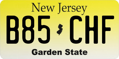 NJ license plate B85CHF