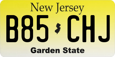 NJ license plate B85CHJ