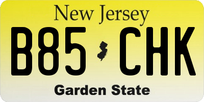 NJ license plate B85CHK