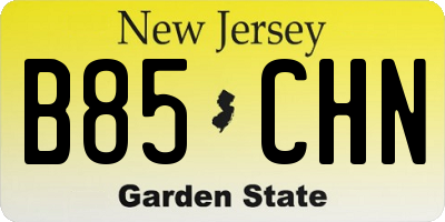 NJ license plate B85CHN