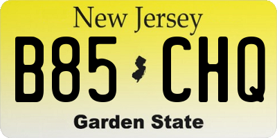 NJ license plate B85CHQ