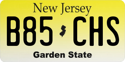 NJ license plate B85CHS