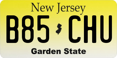 NJ license plate B85CHU