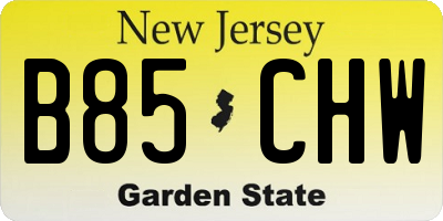 NJ license plate B85CHW