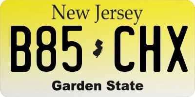 NJ license plate B85CHX