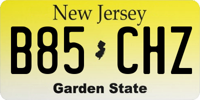 NJ license plate B85CHZ
