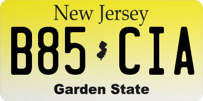 NJ license plate B85CIA