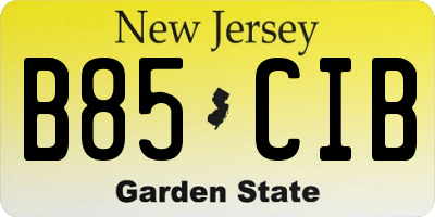 NJ license plate B85CIB