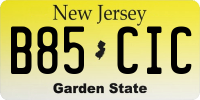 NJ license plate B85CIC