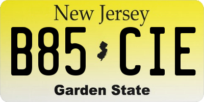 NJ license plate B85CIE