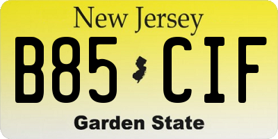 NJ license plate B85CIF